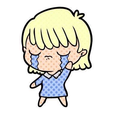 vektör çizim karikatür kadının ağladığını