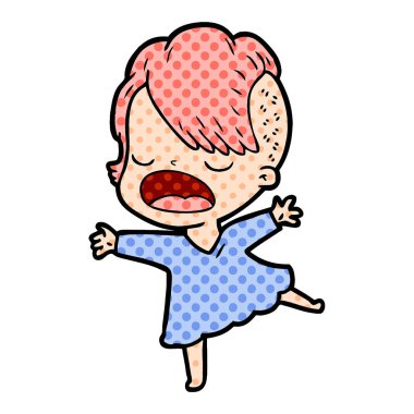 konuşuyor karikatür serin hippi kız