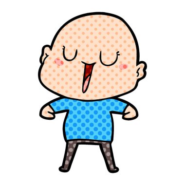 mutlu karikatür kel adam