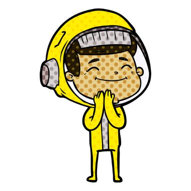 mutlu karikatür astronot vektör çizim