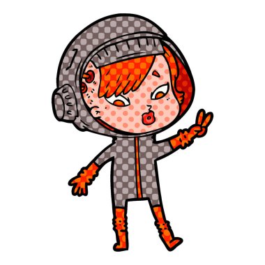 vektör çizim karikatür astronot kadın