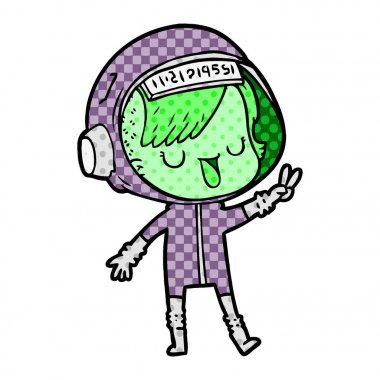 vektör çizim karikatür astronot kadın