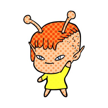 sevimli çizgi uzaylı kız