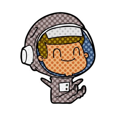 mutlu karikatür astronot vektör çizim