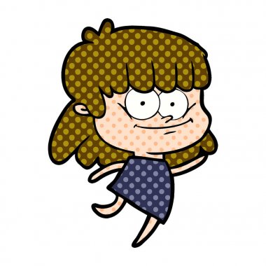 vektör çizim karikatür kız gülümseyerek