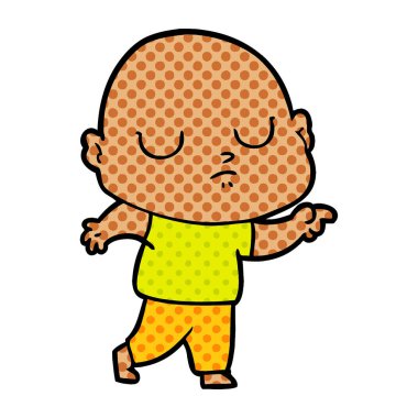 vektör çizim karikatür kel adam