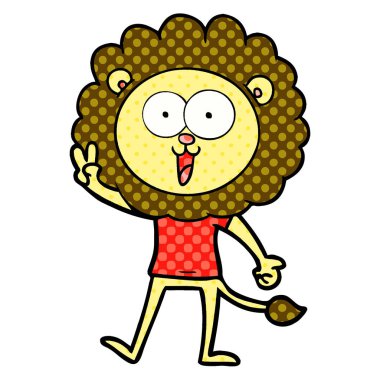 mutlu karikatür aslan vektör çizim