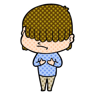 dağınık saçlı çocuk çizgi film