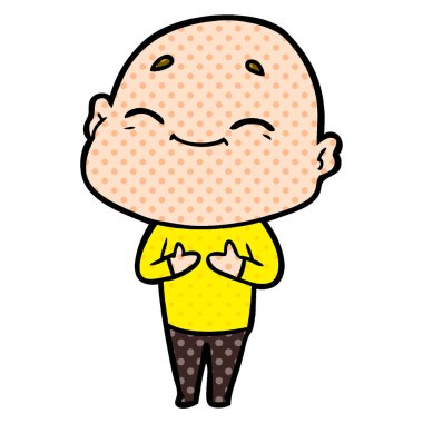 mutlu karikatür kel adam