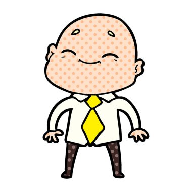 mutlu karikatür kel adam