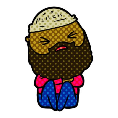 Sakallı çizgi film adamı.