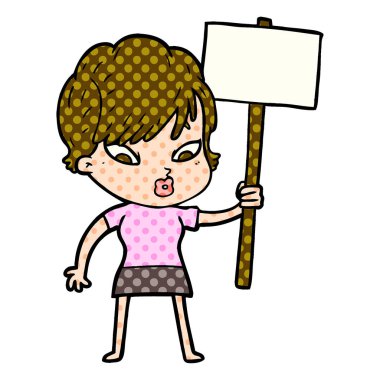 Çizgi filmdeki kadının vektör çizimi