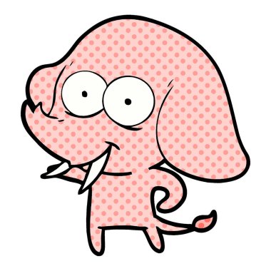 mutlu çizgi film fil vektör çizim