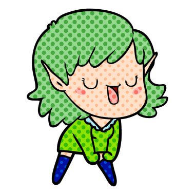 vektör çizim karikatür elf kızı