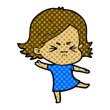 vektör çizim karikatür kızgın kız