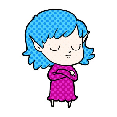 vektör çizim karikatür elf kızı