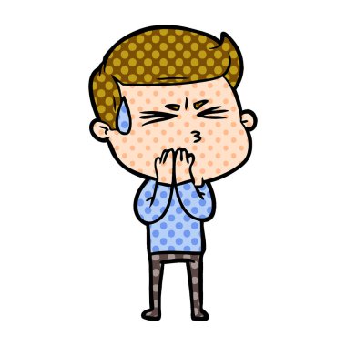  vektör çizim karikatür adam terleme