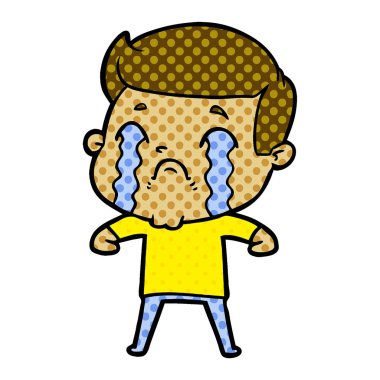 vektör çizim karikatür adam ağlıyor