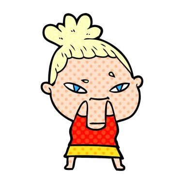 Çizgi filmdeki kadının vektör çizimi