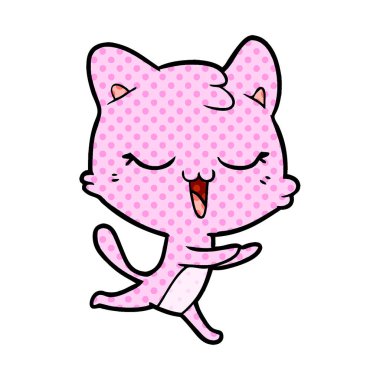 vektör çizim karikatür mutlu kedi