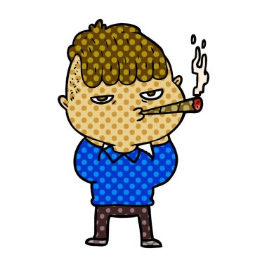 vektör çizim karikatür adam Sigara