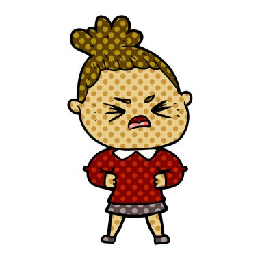 vektör çizim karikatür kızgın kadın