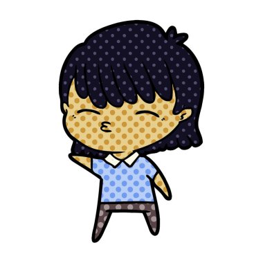 Çizgi filmdeki kadının vektör çizimi