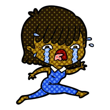 vektör çizim karikatür kız ağlıyor