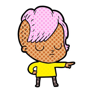 Çizgi filmdeki kadının vektör çizimi