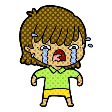 vektör çizim karikatür kız ağlıyor