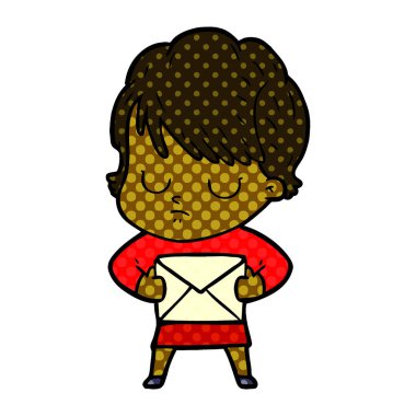 Çizgi filmdeki kadının vektör çizimi