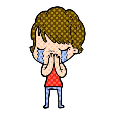 vektör çizim karikatür kadının ağladığını