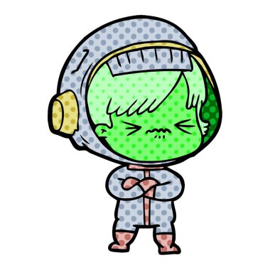 vektör çizim karikatür astronot kadın