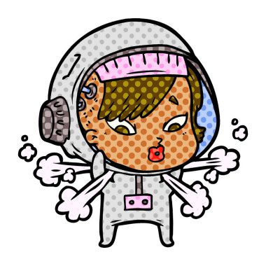 vektör çizim karikatür astronot kadın