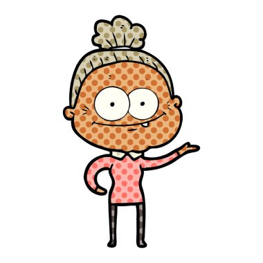 karikatür mutlu yaşlı kadın