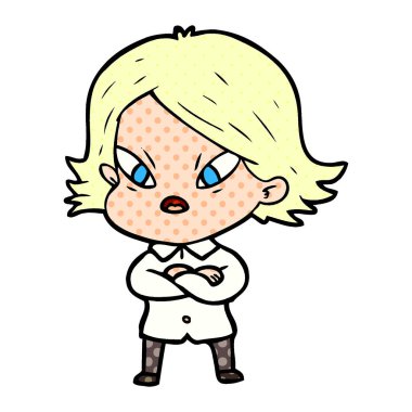 vektör çizim karikatür kadın vurguladı