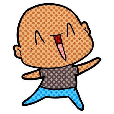 mutlu karikatür kel adam