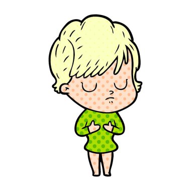 Çizgi filmdeki kadının vektör çizimi