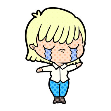 vektör çizim karikatür kadının ağladığını