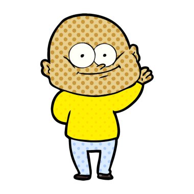 karikatür kel adam bakıyor