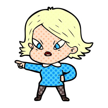 vektör çizim karikatür kadın vurguladı