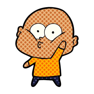 karikatür kel adam bakıyor