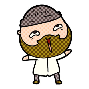 Çizgi film mutlu sakallı adam