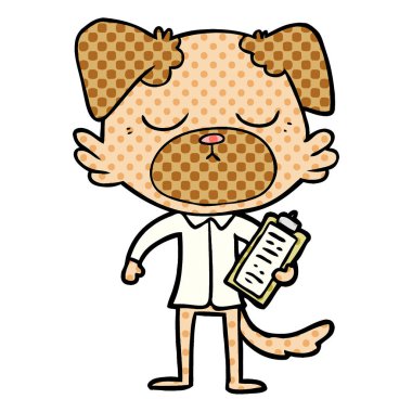 sevimli çizgi köpek Office gömlek giymiş