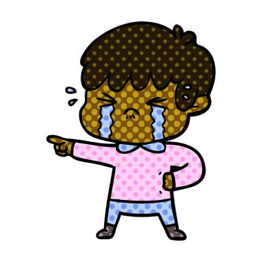 çocuk çizgi film ağlama vektör çizim