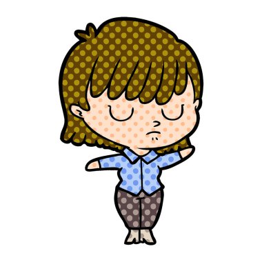 Çizgi filmdeki kadının vektör çizimi