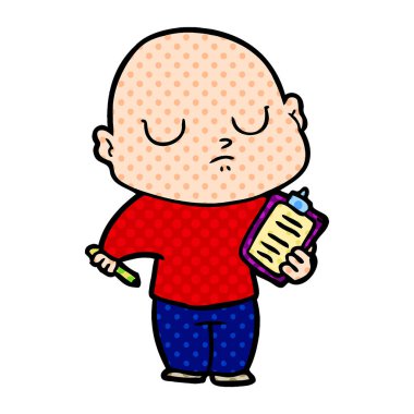 vektör çizim karikatür kel adam