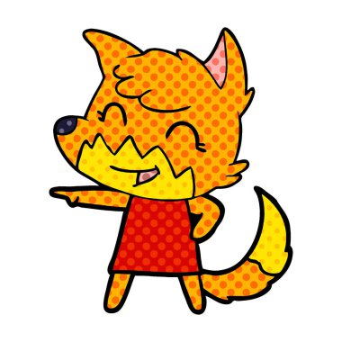 mutlu karikatür fox vektör çizim