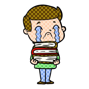 vektör çizim karikatür adam ağlıyor