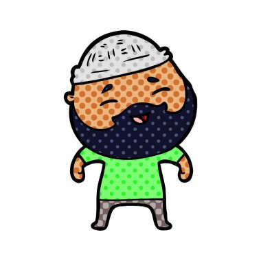 Çizgi film mutlu sakallı adam